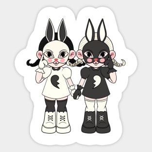 Twins Rabbit Girl Sticker